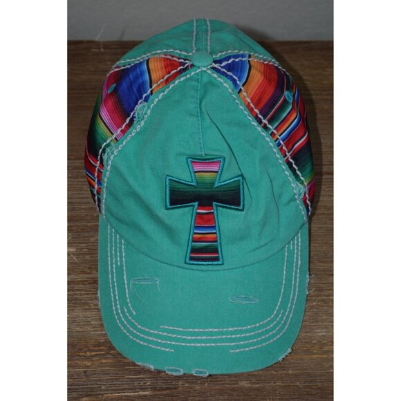 KBETHOS Vintage Rainbow Distressed Cross Baseball Cap Hat Retro Adjustable - Picture 1 of 6